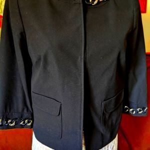 Michael Kors Black Jacket with silver and black chain detail and 2 front pockets